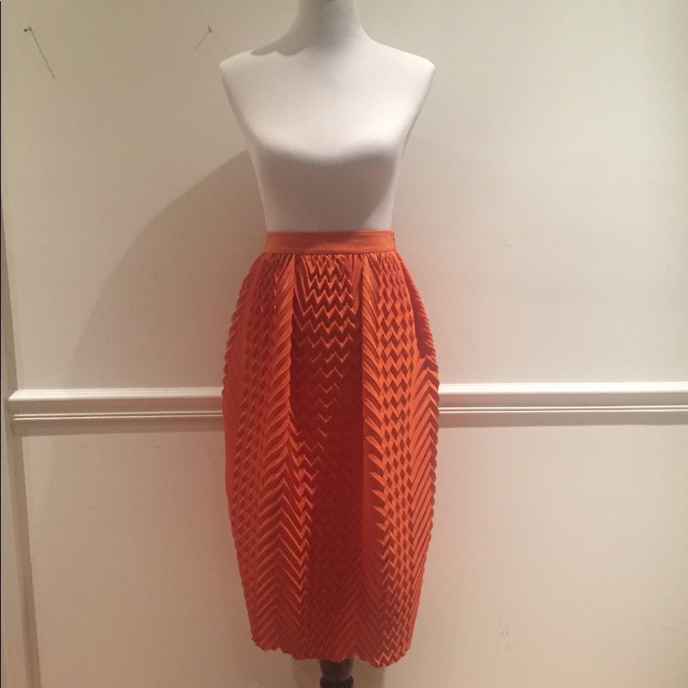 ASOS Orange Pleated Midi Bubble Skirt